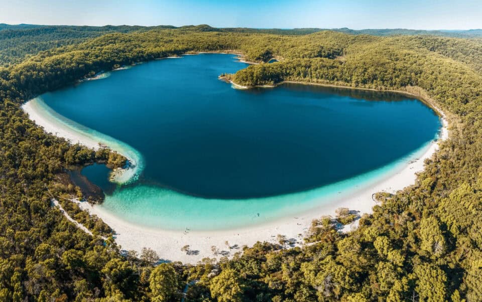 k'gari lake mckenzie aerial